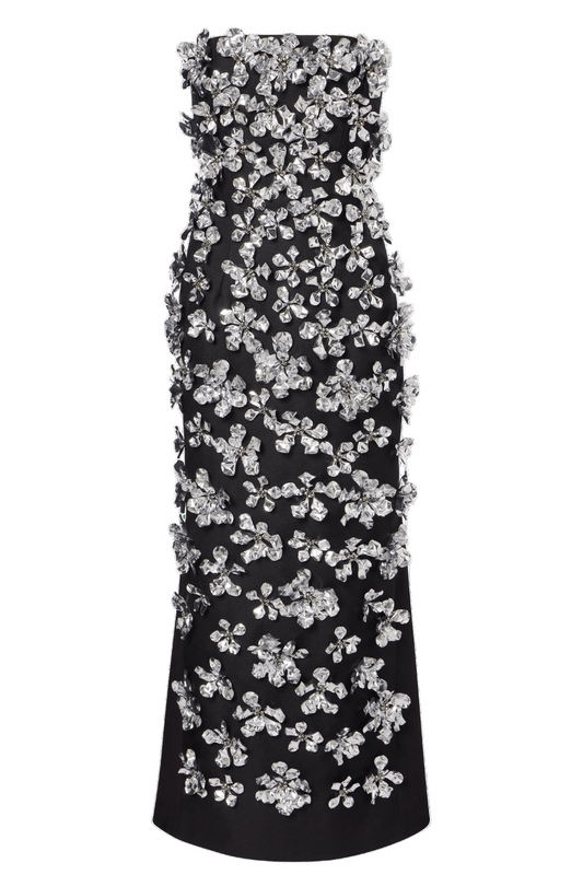 فستان مارا باللون الأحمر من قماش جاكار وردي جرافيكي