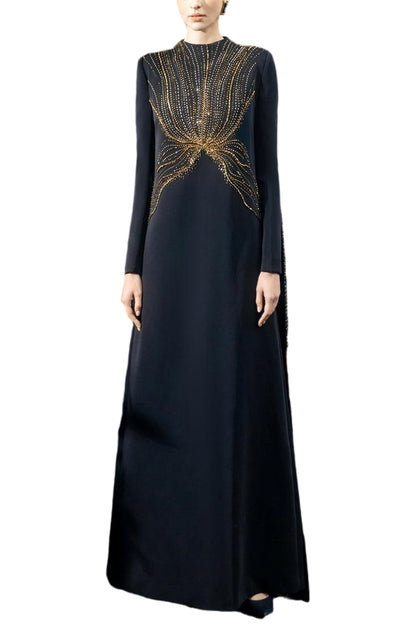 LONG FLAP CRYSTAL-EMBELLISHED DRESS