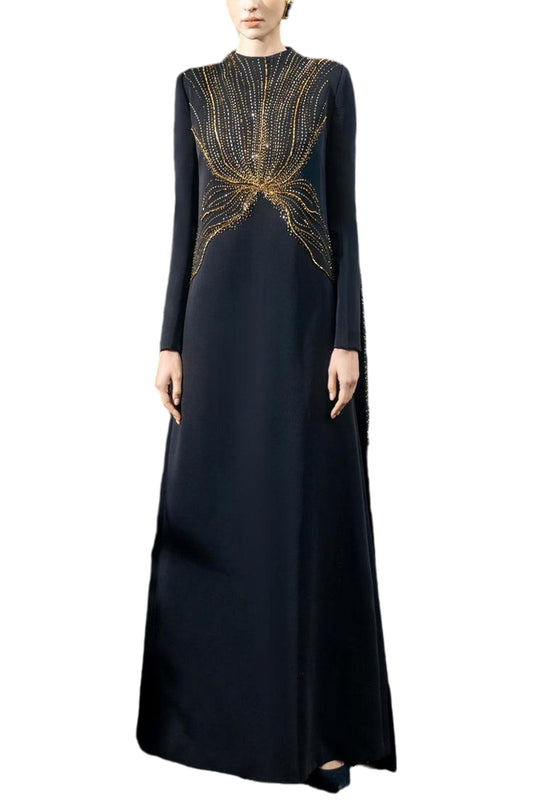 LONG FLAP CRYSTAL-EMBELLISHED DRESS