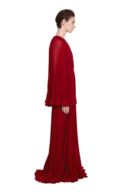 فستان ماكسي بحزام من الدانتيل