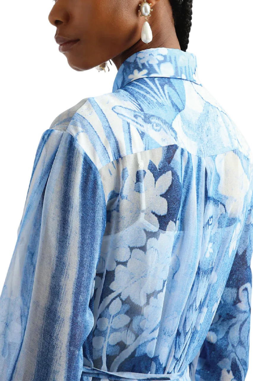 LONG SLEEVE PLEATED DETAIL GOWN