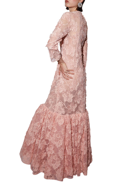 LORELEI GOWN PINK EMBROIDERED TULLE