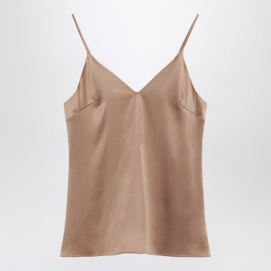 Light beige silk-blend tank top