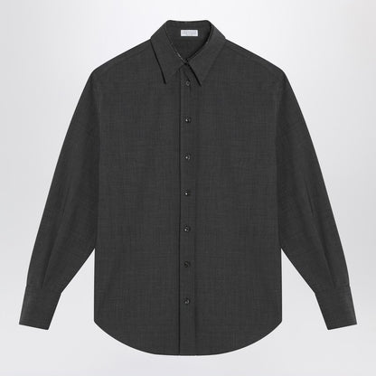 Dark Grey Shirt With Shiny Collar Detail