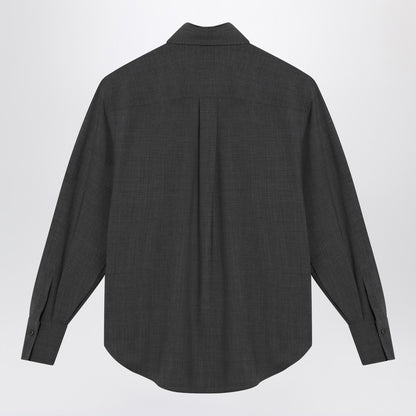 Dark Grey Shirt With Shiny Collar Detail