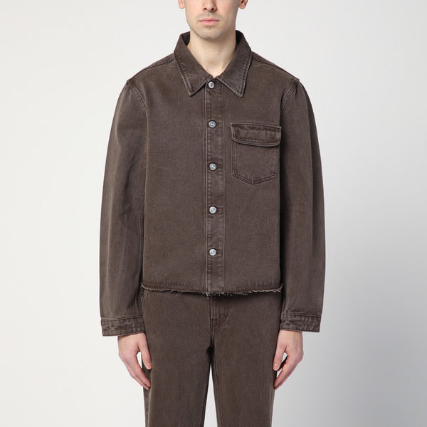Brown Faded Jacket In Denim