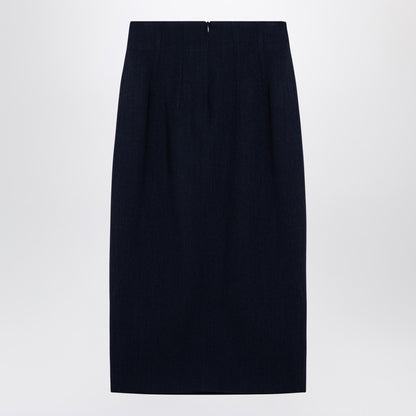Navy Blue Wool-blend Marlo Skirt