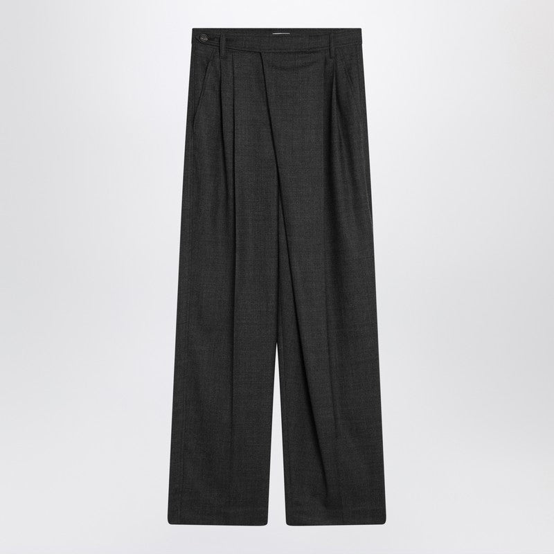 Dark Grey Wool Wide Trousers