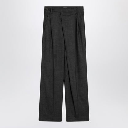 Dark Grey Wool Wide Trousers