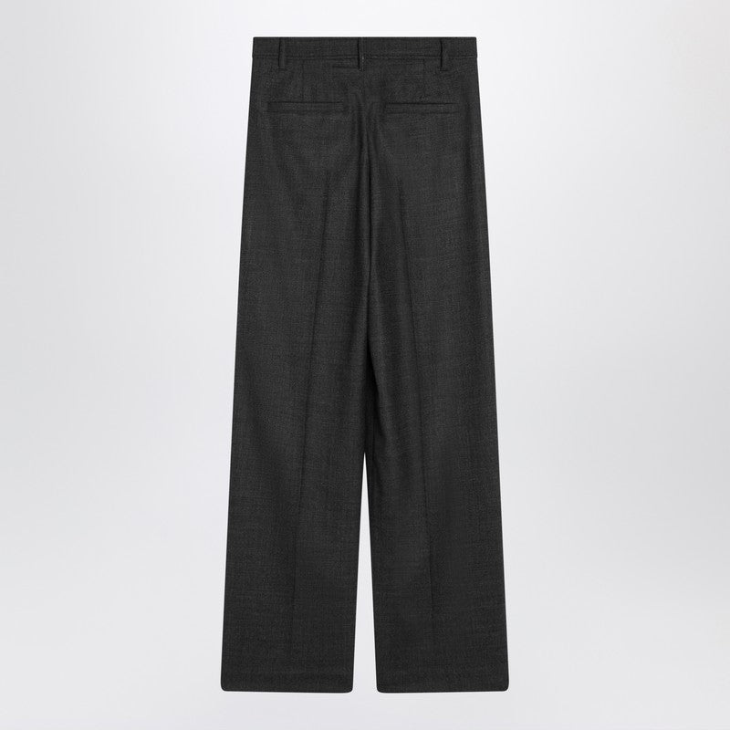 Dark Grey Wool Wide Trousers