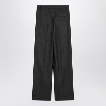 Dark Grey Wool Wide Trousers