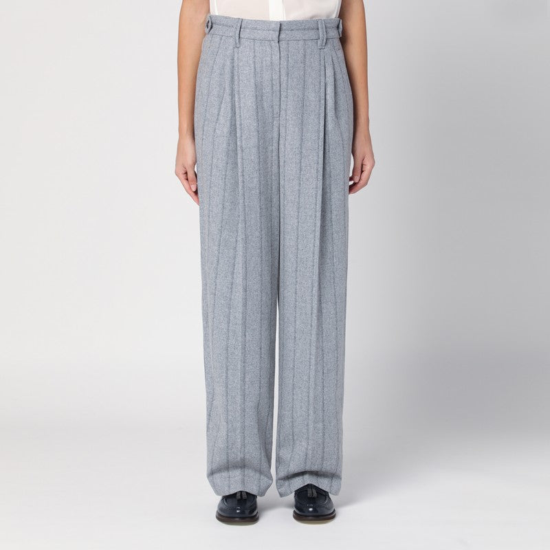 Light Grey Wool-blend Trousers
