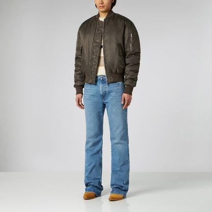 Brown Bomber Jacket with Logo Embroidery – 1989 Studio