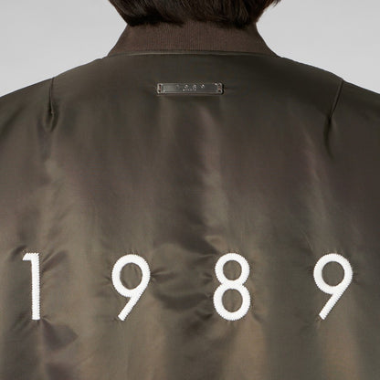 Brown Bomber Jacket with Logo Embroidery – 1989 Studio