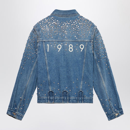 Denim Trucker Jacket Crystals Blue