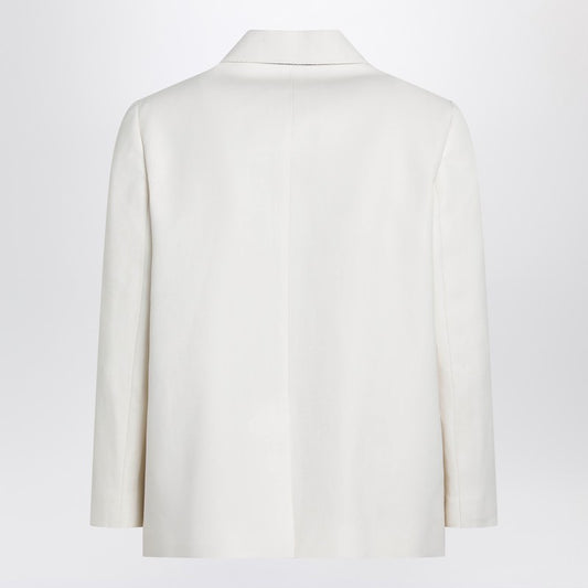 Ivory fluid twill jacket in viscose and linen