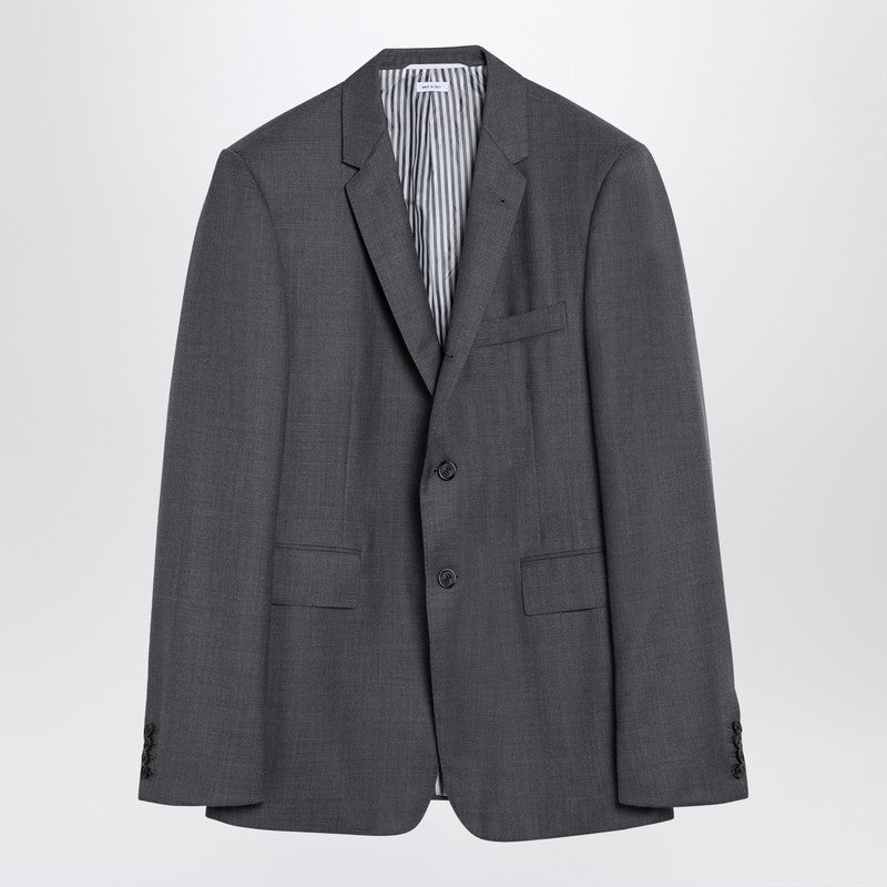 Grey Single-Breasted Jacket In Wool