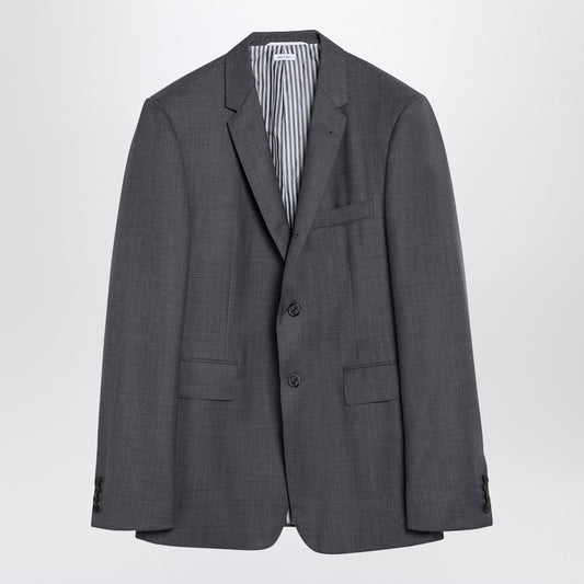Grey Single-Breasted Jacket In Wool