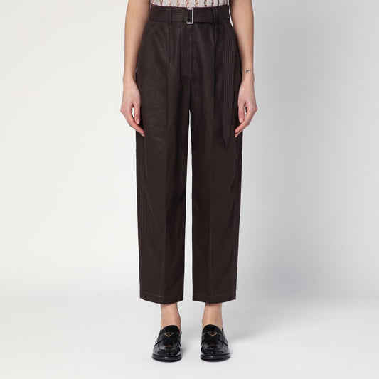 Linen Trousers With Brown Belt