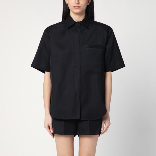 Black Shirt In Viscose And Linen