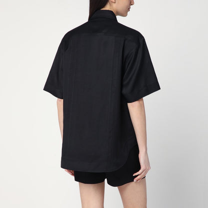 Black Shirt In Viscose And Linen