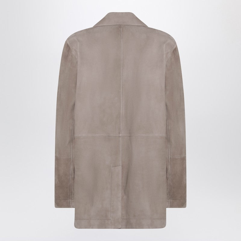 Light brown suede single-breasted blazer