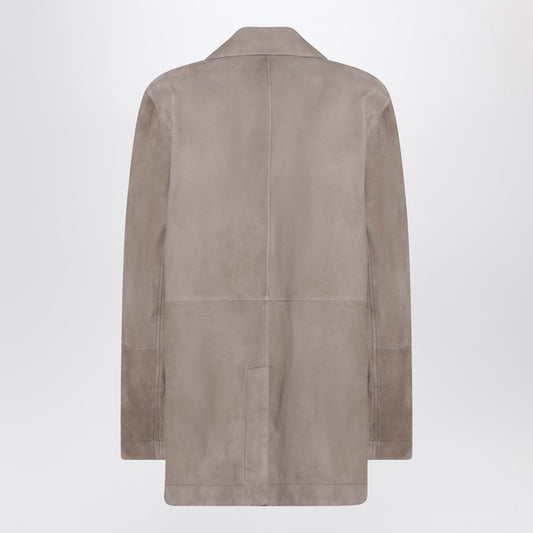 Light brown suede single-breasted blazer