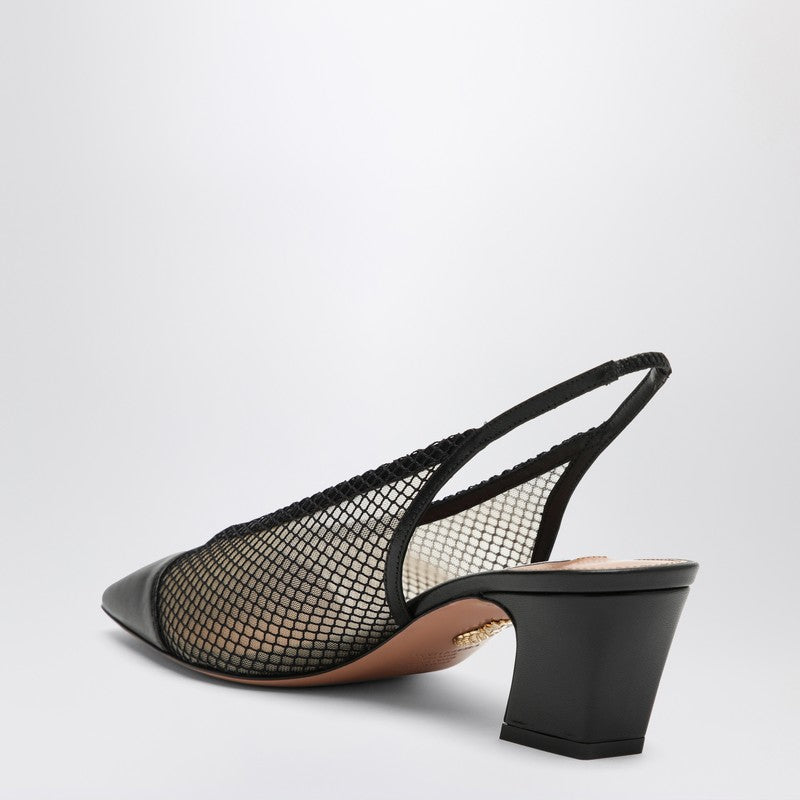 Margot black slingbacks in mesh and leather