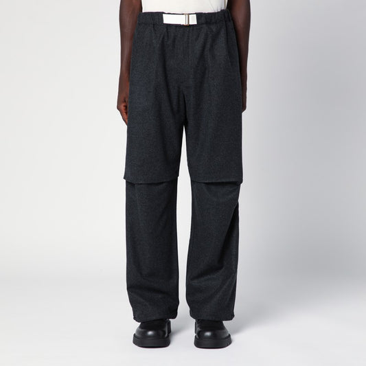 Dark Grey Track Pants In Wool