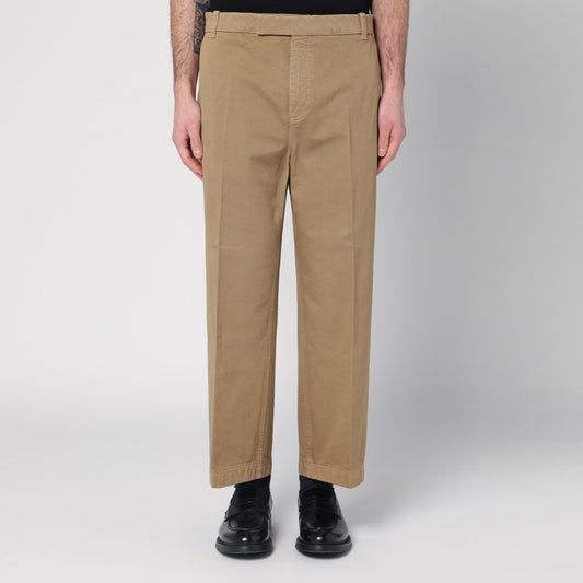 Khaki-coloured Trousers In Cotton