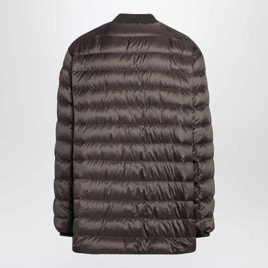 Mud-colored quilted zip-up down jacket