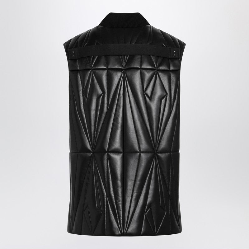 Black faux leather zip-up vest