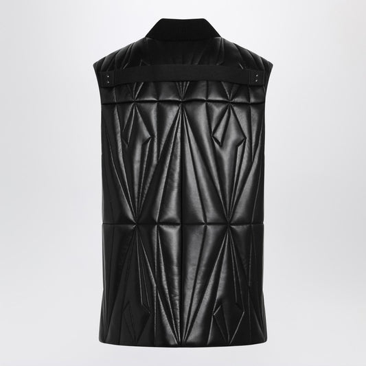 Black faux leather zip-up vest
