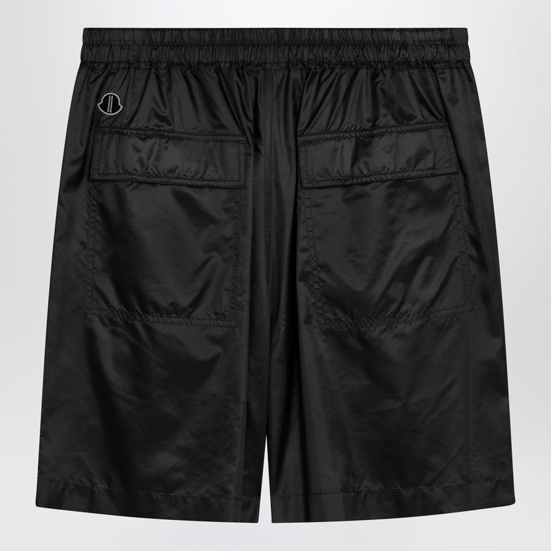Black drawstring kilt shorts