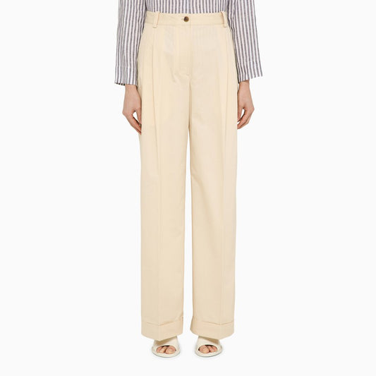 Cream cotton trousers