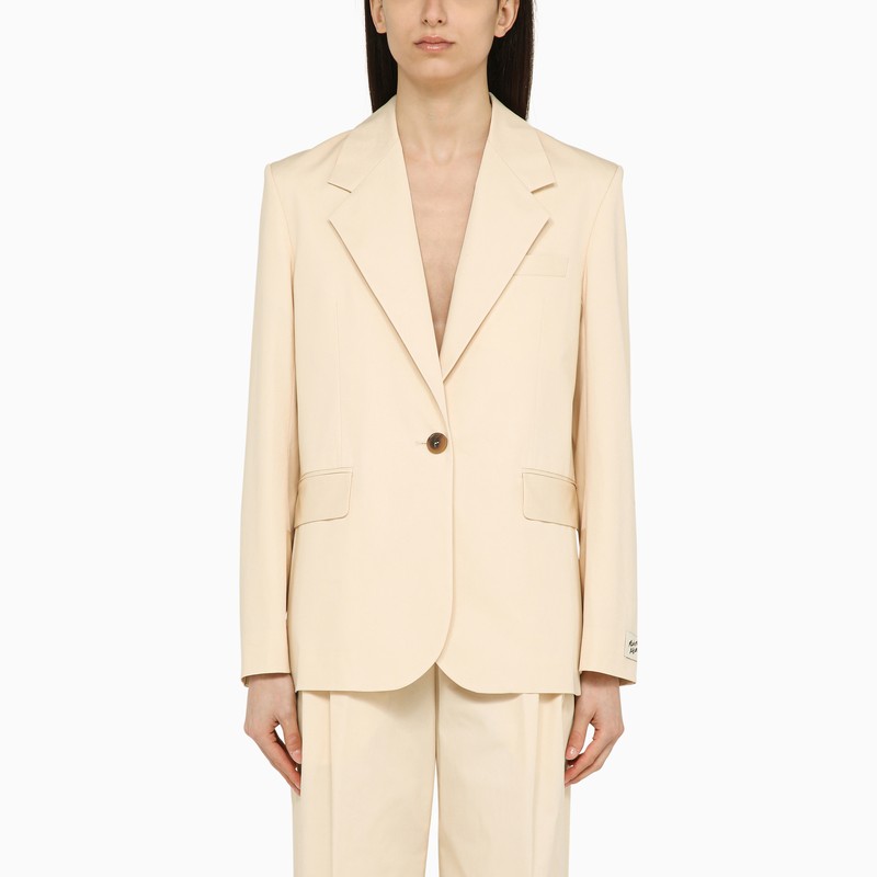 Single-breasted cream cotton jacket