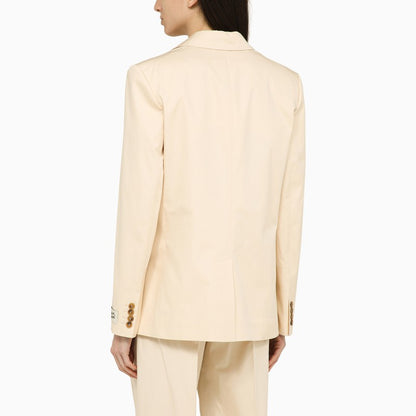 Single-breasted cream cotton jacket
