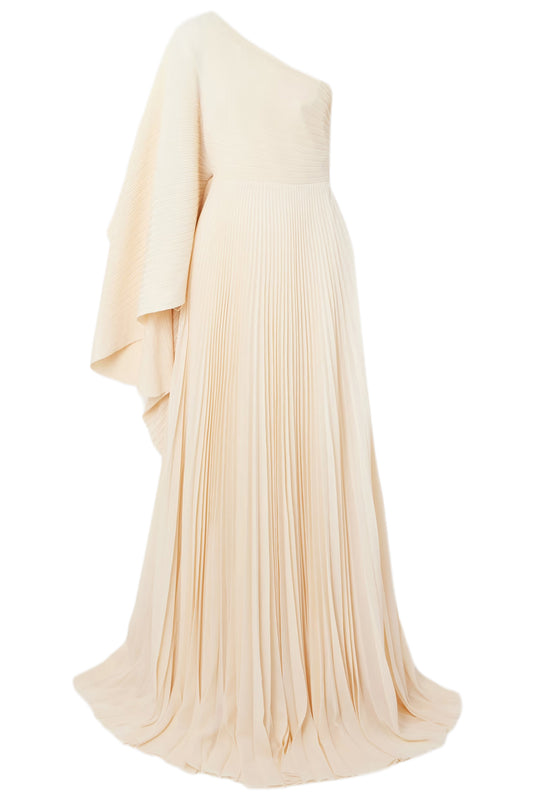 MACI ONE SHOULDER PLEATED CHIFFON GOWN