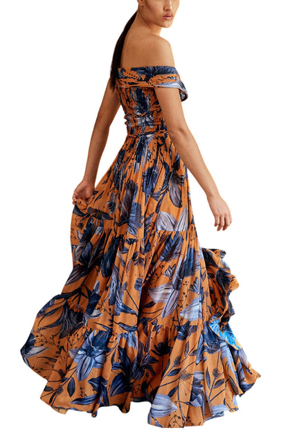 MAGDALENA PLEATED CHIFFON MAXI DRESS