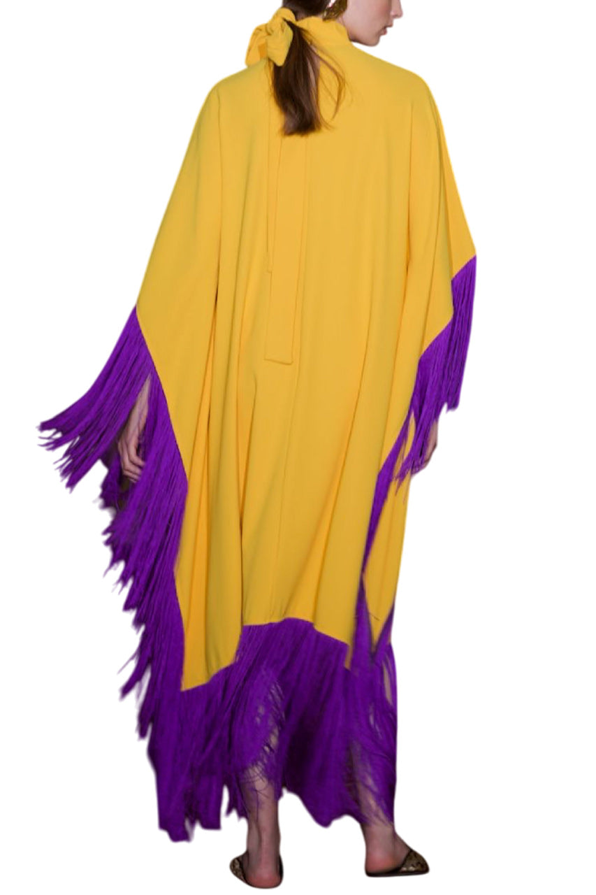 MAYA DRESS IN YELLOW WITH PURPLE TASSELS