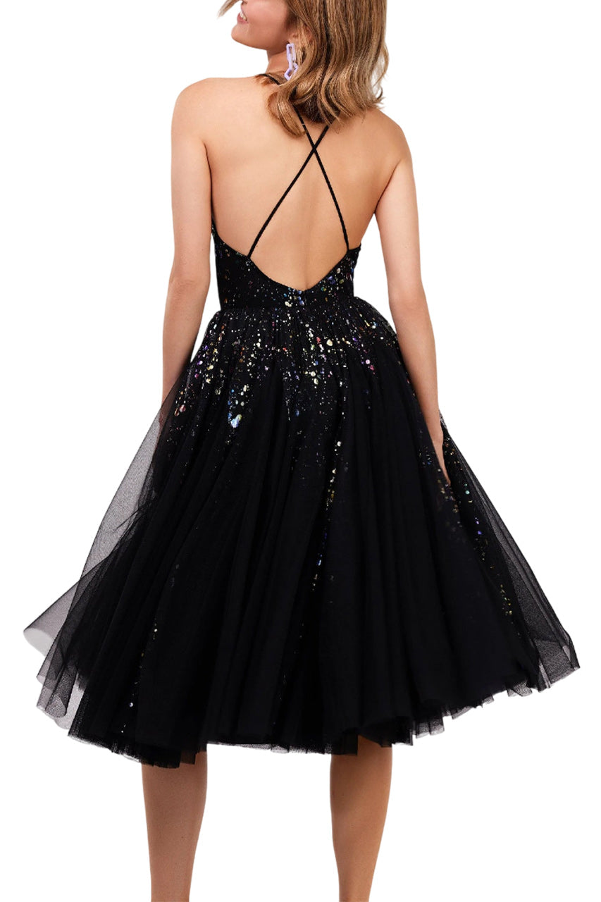 MIDI DRESS WITH TULLE FRILL DETAIL