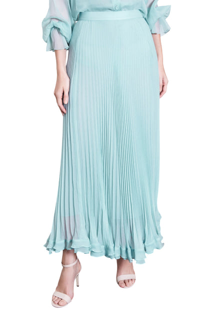 MINT CHIFFON PLEATED SKIRT