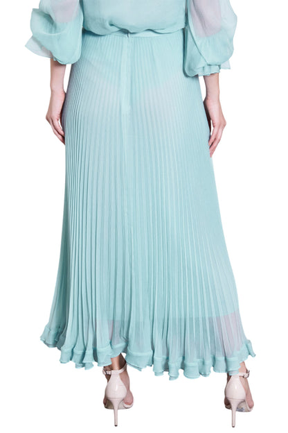 MINT CHIFFON PLEATED SKIRT