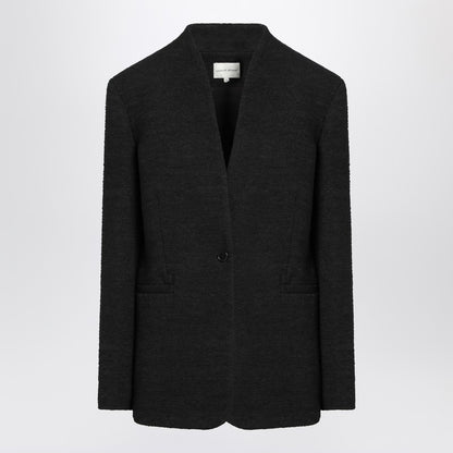 Black Single-breasted Bouclé Jacket