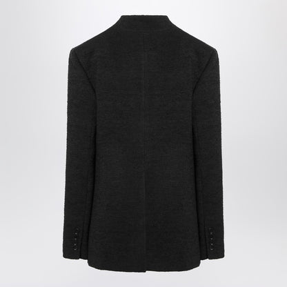 Black Single-breasted Bouclé Jacket