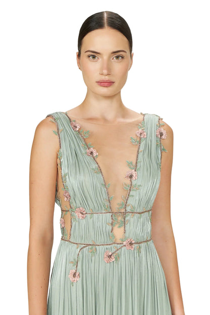 NALINA PINK LUREX GEORGETTE DRAPED GOWN