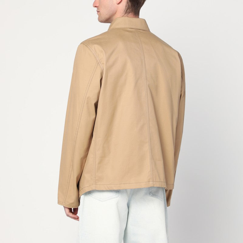Beige overshirt jacket in cotton