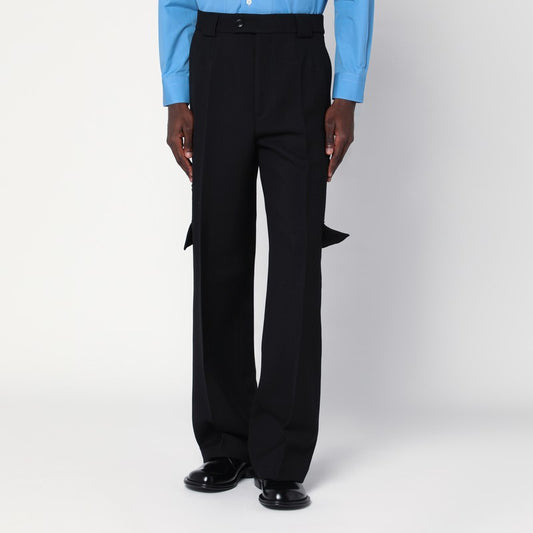 Black Cargo Trousers In Cotton