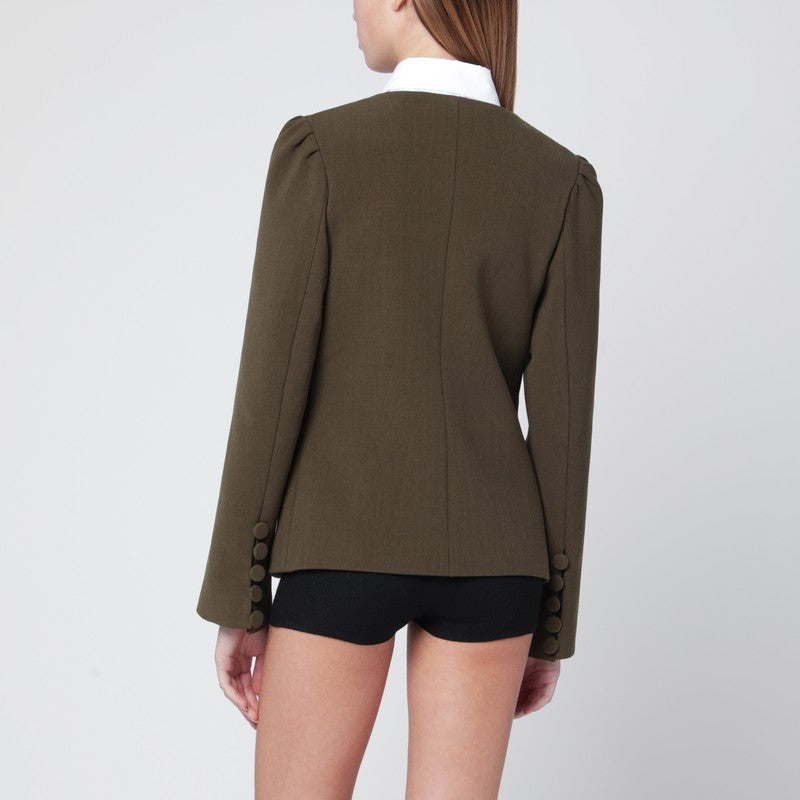 Moss green wool-blend jacket