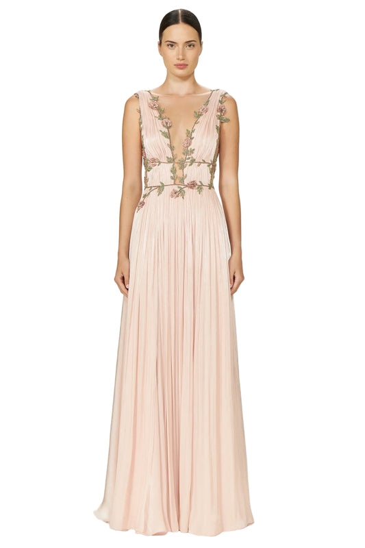 NALINA PINK LUREX GEORGETTE DRAPED GOWN